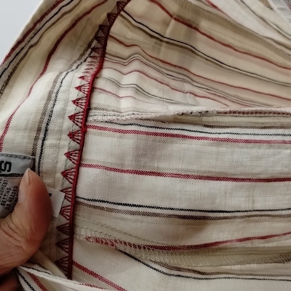 Chicos wide leg pants pinstriped size 10 ivory red black Size 1.5 100% linen - Picture 11 of 11